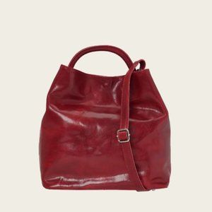 I Medici Burgundy Leather Bucket Bag
